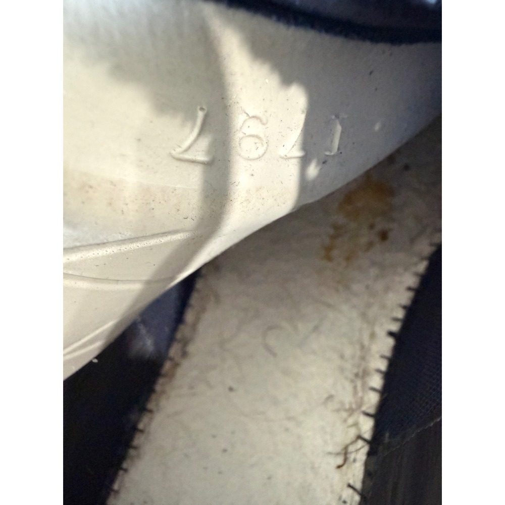 Moncler Mens Navy Blue Leather Low Top Sneakers Made in Italy Logo Shoes flaw - Picture 11 of 12